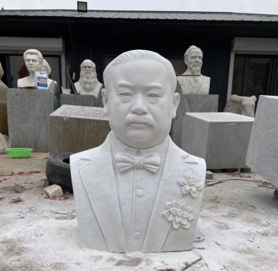名人漢白玉大理石石刻詹天佑胸像雕塑
