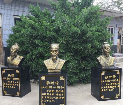 醫(yī)院學(xué)校廣場擺放鍍金扁鵲李時珍張仲景胸像古代人物銅雕