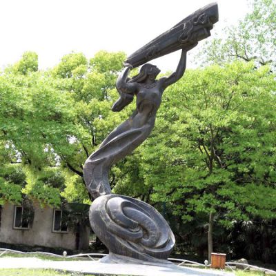 公園神話傳說人物始母神女媧補天景觀青銅雕塑