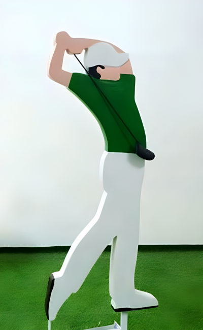 園林擺件鐵藝噴漆剪影造型打高爾夫的人物雕塑