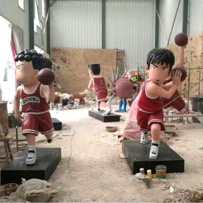 園林體育運(yùn)動(dòng)景觀(guān)玻璃鋼打籃球的卡通人物雕塑