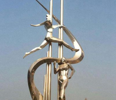 創(chuàng)意景觀不銹鋼鏡面體育競技運(yùn)動(dòng)跑步人物雕塑