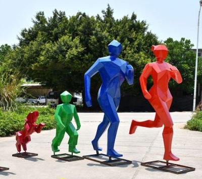 戶外園林景觀幾何跑步人物玻璃鋼雕塑裝飾擺件