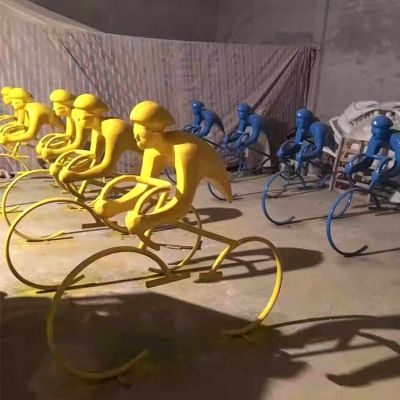 玻璃鋼抽象騎自行車運(yùn)動(dòng)人物公園廣場(chǎng)主題擺件