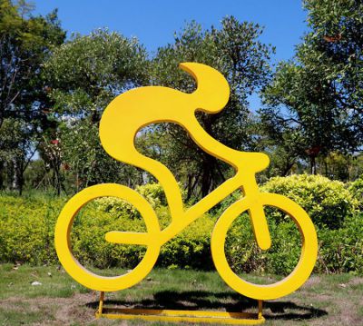 公園體育館大型剪影自行車運動人物玻璃鋼雕塑