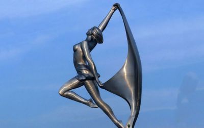 城市景觀擺件地標創(chuàng)意不銹鋼抽象跳舞人物雕塑