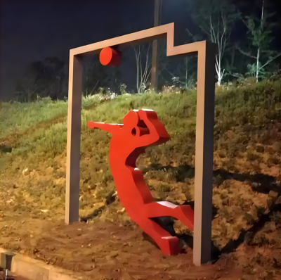 排球運動員不銹鋼剪影人物造型雕塑