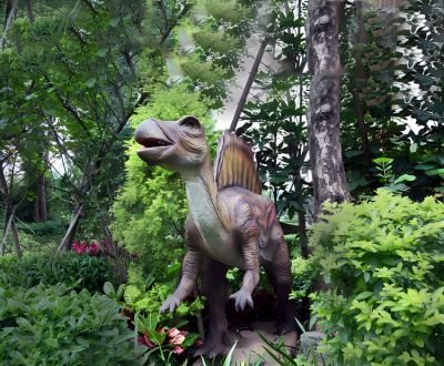 園林戶外大型侏羅紀(jì)主題動(dòng)物景觀玻璃鋼仿真動(dòng)物恐龍雕塑