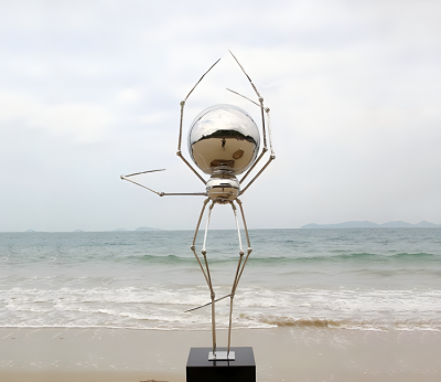 戶外景觀裝飾品落地擺件不銹鋼鏡面抽象創(chuàng)意蜘蛛雕塑