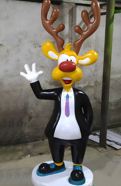 商場(chǎng)店鋪玻璃鋼樹脂卡通動(dòng)物景觀擺件擬人創(chuàng)意梅花鹿雕塑