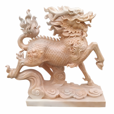 酒店景觀園林戶外晚霞紅石雕動(dòng)物神獸麒麟雕塑