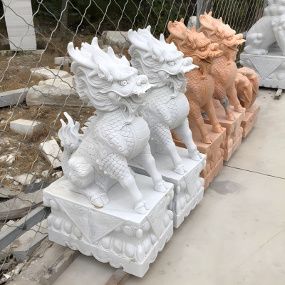 庭院小區(qū)大理石石雕神獸麒麟雕塑