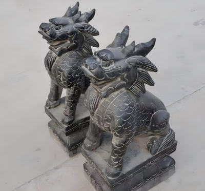 宅院門口擺件一對(duì)鎮(zhèn)宅辟邪青石石雕麒麟雕塑