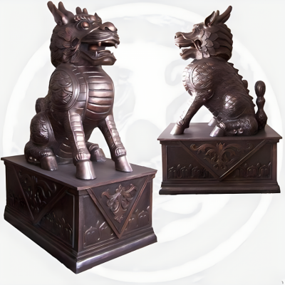 別墅小區(qū)門口大型招財辟邪神獸擺件銅麒麟雕塑