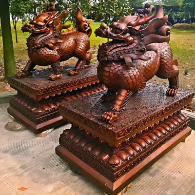工廠大門擺件銅雕招財(cái)辟邪麒麟雕塑