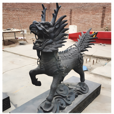 景區(qū)園林大型定制銅雕招財(cái)麒麟雕塑
