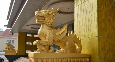 酒店門(mén)口大型動(dòng)物景觀裝飾招財(cái)鎮(zhèn)宅麒麟雕塑