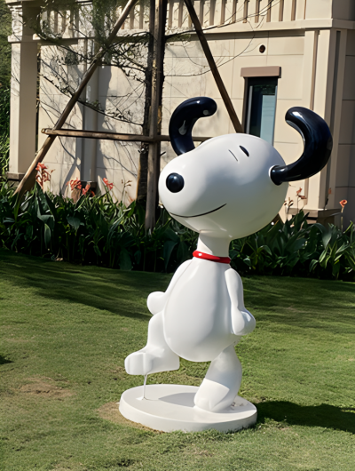 定制玻璃鋼樹脂動(dòng)物景觀小品Snoopy雕塑戶外園林裝飾品擺件