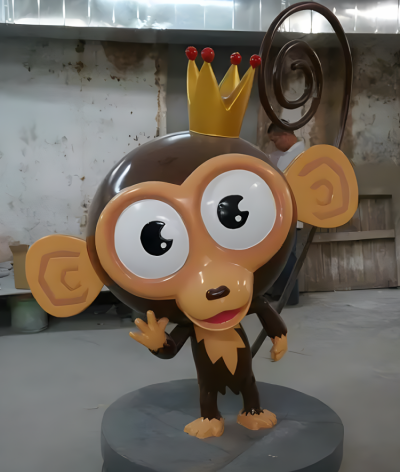 定制創(chuàng)意卡通十二生肖動(dòng)物擺件玻璃鋼猴子雕塑戶外美陳擺件