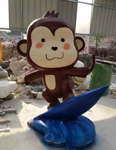 幼兒園地標落地擺件玻璃鋼樹脂卡通可愛美陳猴子雕塑