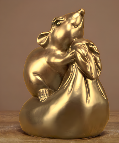 創(chuàng)意景觀擺件招財(cái)進(jìn)寶定制玻璃鋼仿銅十二生肖鼠雕塑