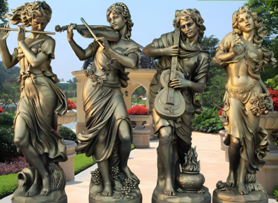 吹拉彈唱組合西方美女音樂人物玻璃鋼仿銅雕塑