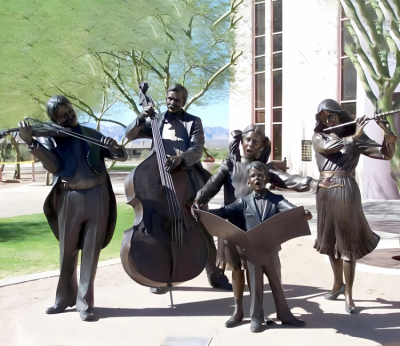 樂(lè)隊(duì)演奏園林景觀公園小品銅雕雕塑