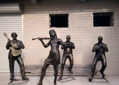 演奏樂(lè)器人物玻璃鋼仿銅園林?jǐn)[件