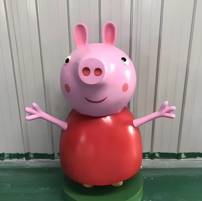 幼兒園擺件玻璃鋼樹脂卡通小豬佩奇雕塑