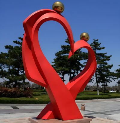 抽象手拉手人物愛心抽象不銹鋼雕塑