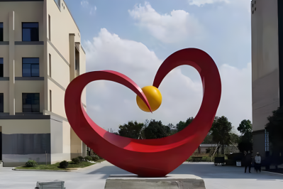 小區(qū)不銹鋼抽象愛心造型景觀雕塑