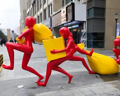 商業(yè)廣場創(chuàng)意玻璃鋼購物人物情景雕塑