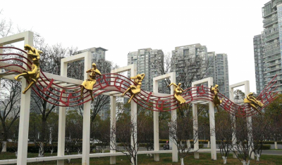 春天的樂章，不銹鋼抽象音樂人物雕塑