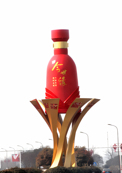 大型不銹鋼酒瓶景觀雕塑