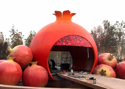 玻璃鋼仿真石榴雕塑&石榴造型屋子